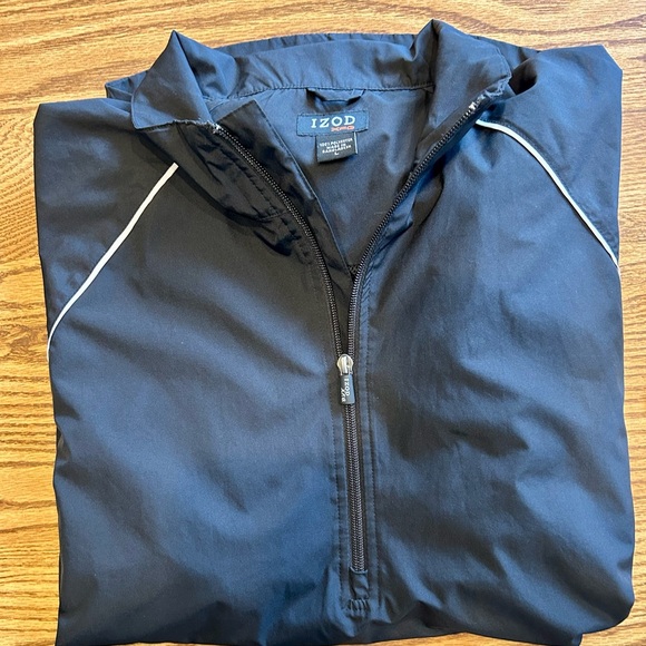 Izod men’s size large black quarter zipper windbreaker with Velcro side pockets - Picture 5 of 6